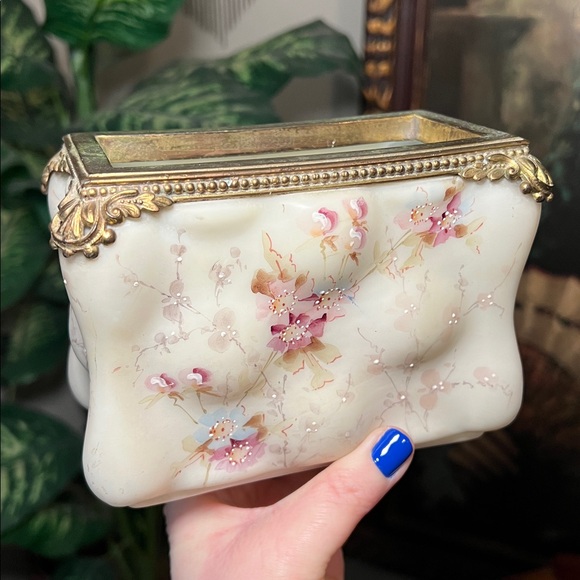 Antique Other - Antique Wavecrest CF Monroe Egg Crate Shape Ornate Handpainted Letter Holder Box